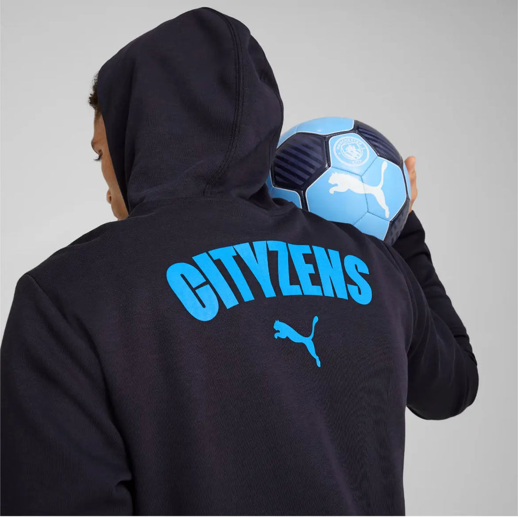 Puma Giacca Tuta Casual Hoodie MCFC Manchester City 2024/2025 Blu Navy Fairplay Store Cosenza