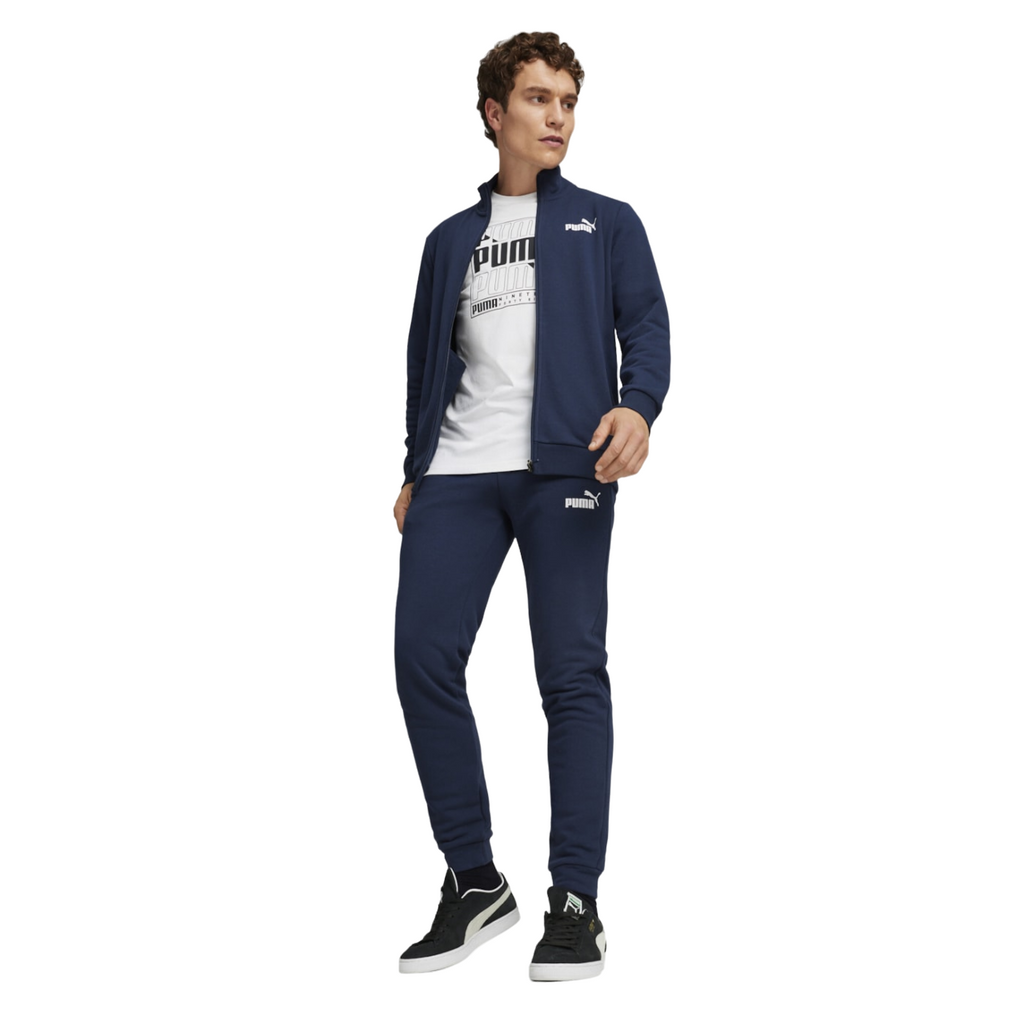 Puma Tuta da uomo in cotone garzato Clean Sweat Suit TR 585840-14 blu