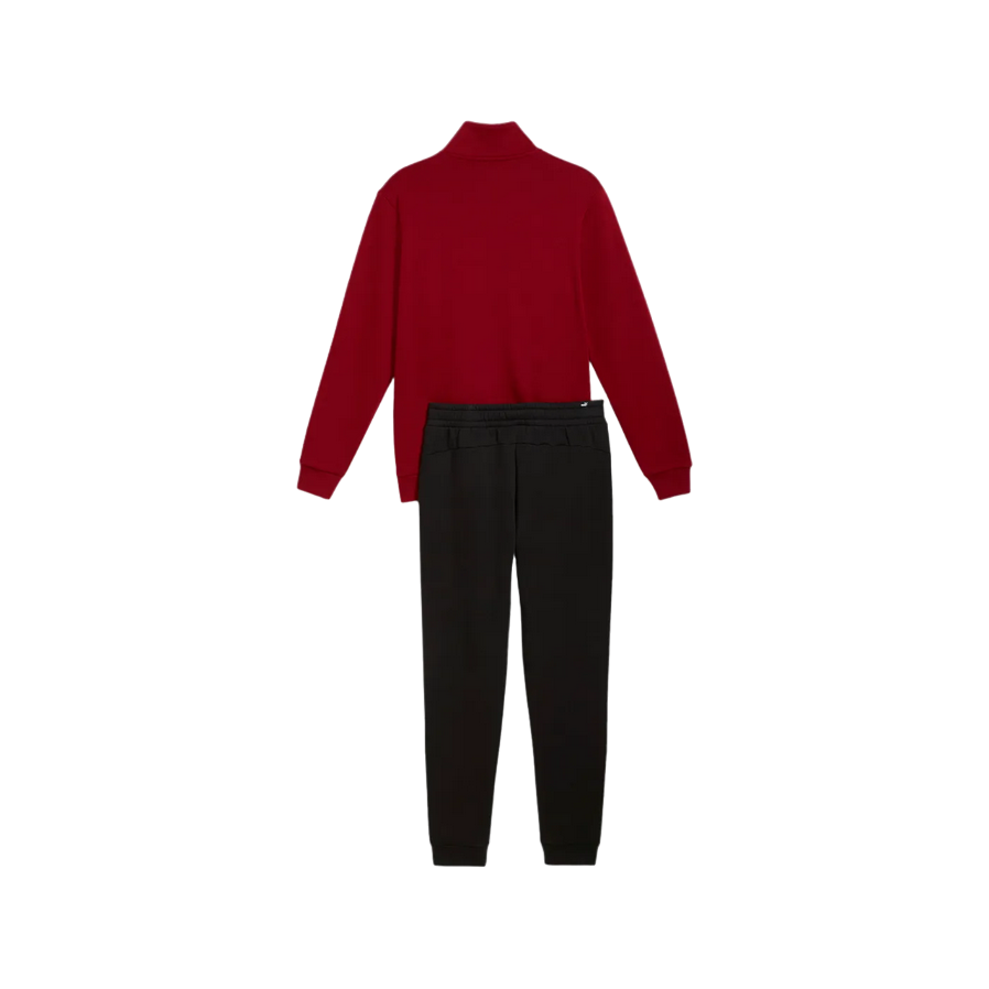 Puma tuta da uomo in cotone con cerniera Clean Sweat Suit FL 585841-13 rosso scuro-nero