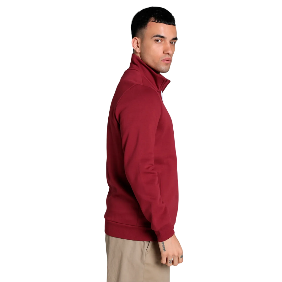 Puma tuta da uomo in cotone con cerniera Clean Sweat Suit FL 585841-13 rosso scuro-nero