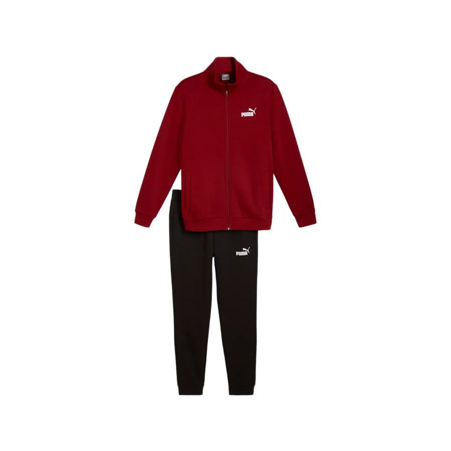Puma tuta da uomo in cotone con cerniera Clean Sweat Suit FL 585841-13 rosso scuro-nero