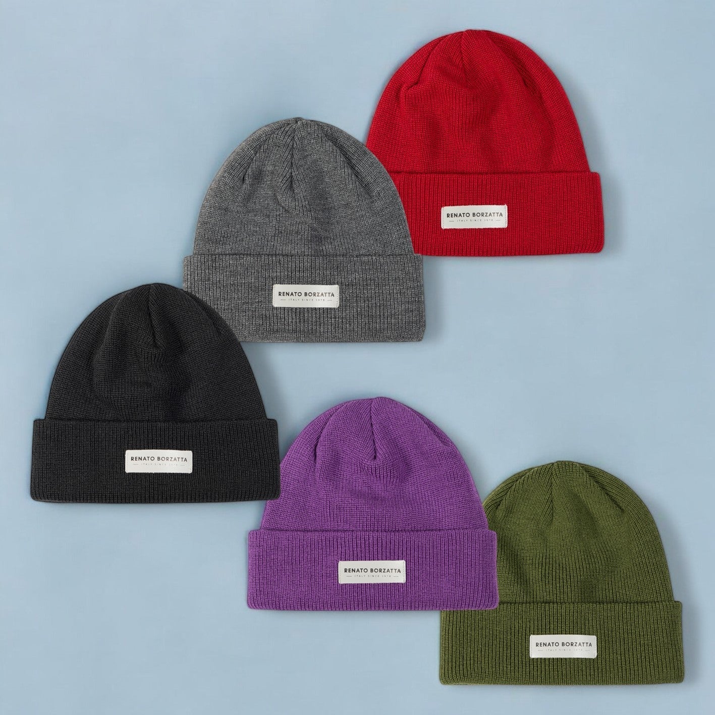 RB5001A | MONVISO Mixed Wool Double Layer Knitted Cap Made in Italy. Color Black - One Size