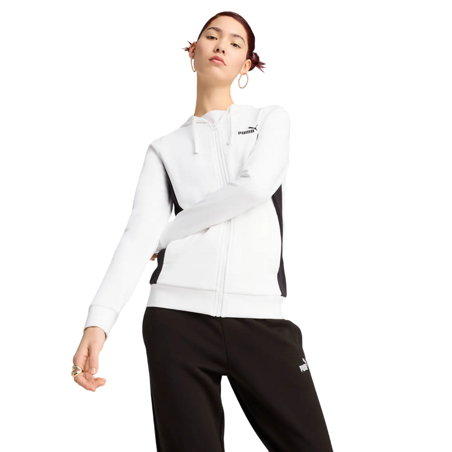 Puma tuta sportiva da donna con cappuccio 685077-02 bianco-nero