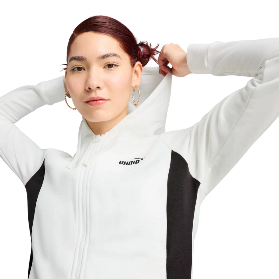 Puma tuta sportiva da donna con cappuccio 685077-02 bianco-nero