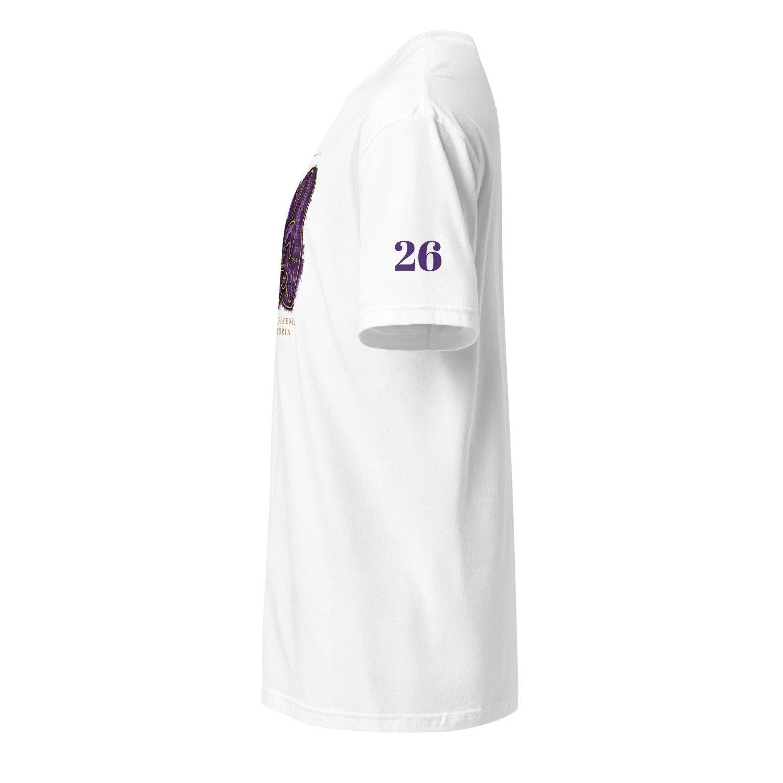 T-shirt bianca Centenario Fiorentina versione 2 vista laterale 26