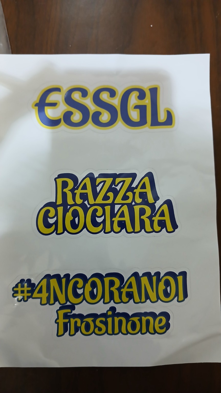 Foglio adesivi personalizzati GALESPORT ESSGL, Razza Ciociara e hashtag 4ncoranoi Frosinone