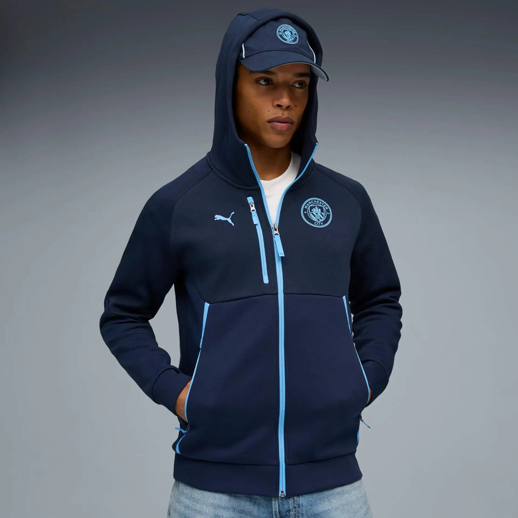Felpa Calcio Puma PUMATECH FZ Full Zip Hoodie Manchester City Blu 2025/2026 Fairplay Store Cosenza