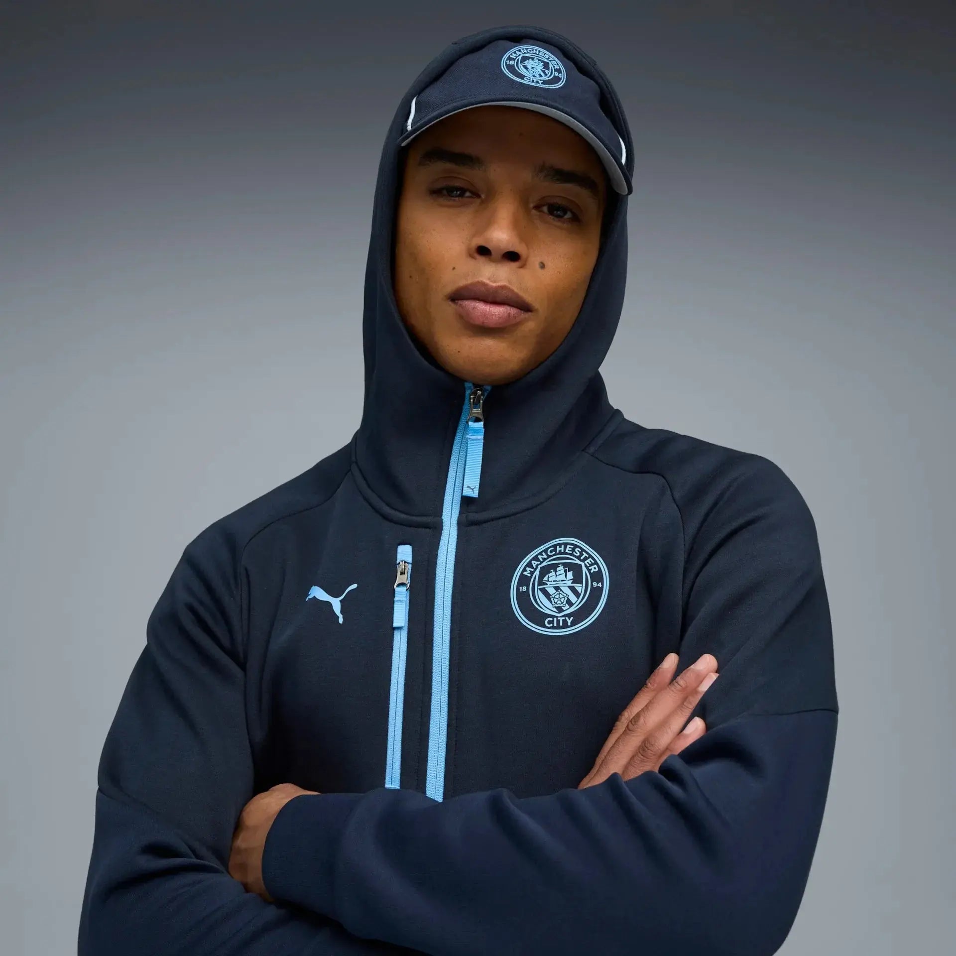 Felpa Calcio Puma PUMATECH FZ Full Zip Hoodie Manchester City Blu 2025/2026 Fairplay Store Cosenza