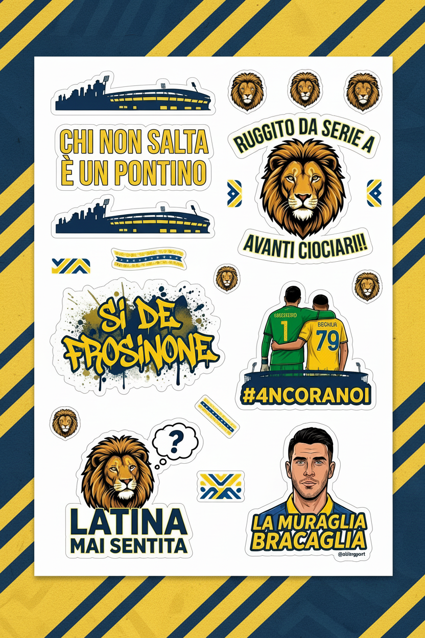 Adesivi cartoon frosinone + OMAGGIO (figli di frosinone e chi non salta XL 7x7)
